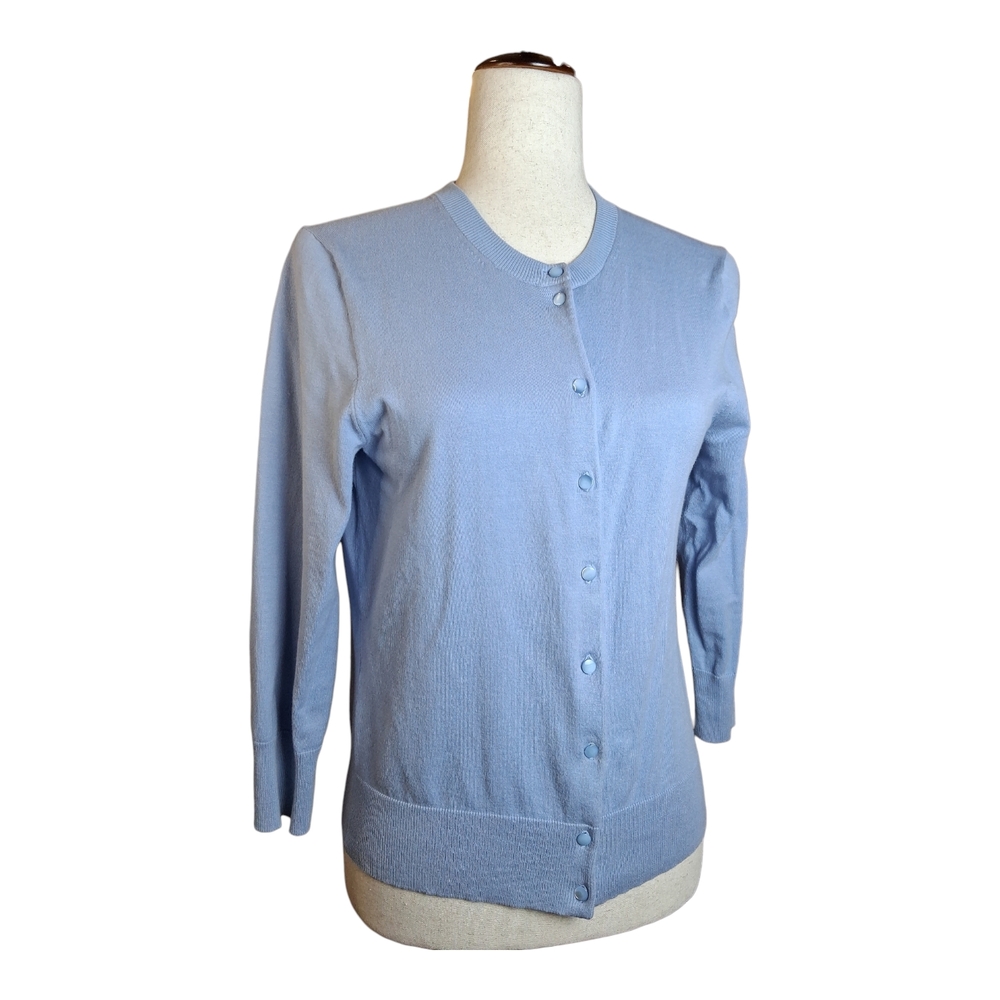 J Crew Pastel Blue Cotton Blend Cardigan M